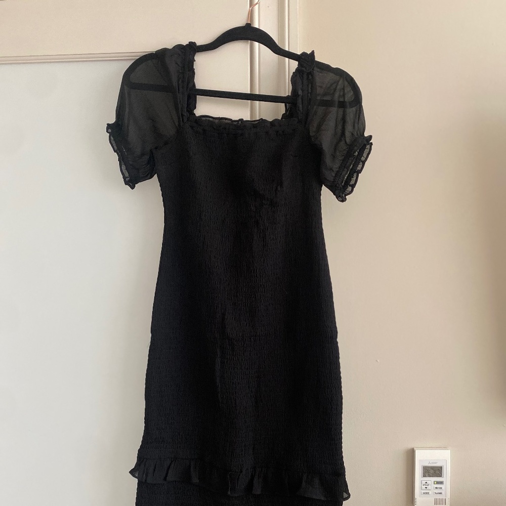 Smocked Puff Sleeve Midi Dress